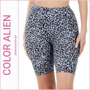 NEW Color Alien Leopard Print Athletic Bike Shorts